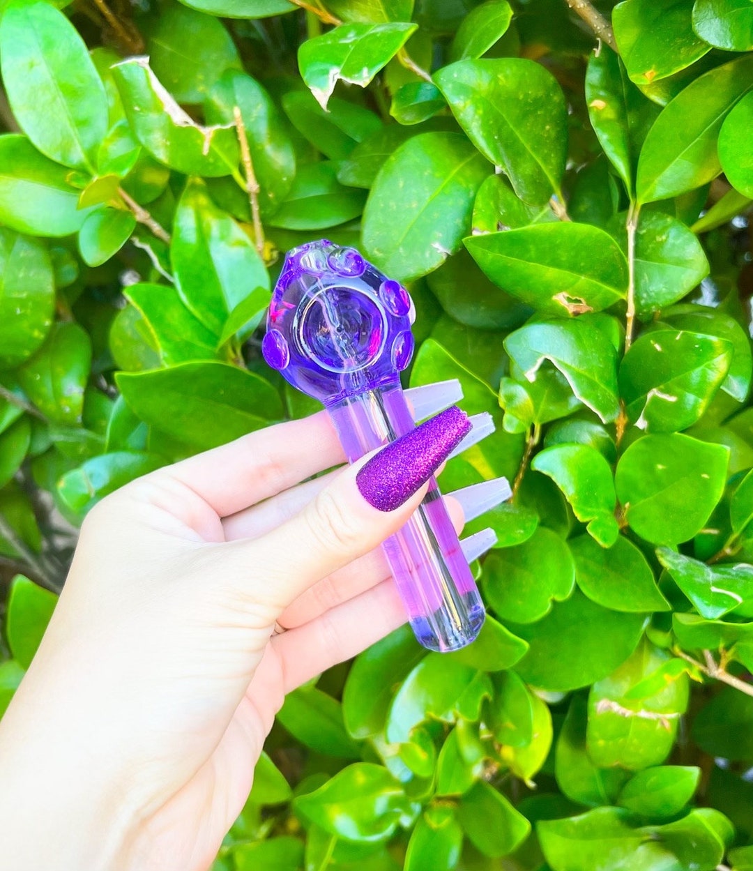 Purple Glycerin Glass Pipe Purple Hand Pipe Sparkly Pipe Unique Pipe