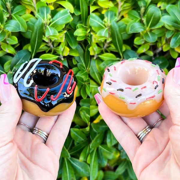 Chocolate Donut Glass Pipe| Cute Hand Pipe| Donut Pipe| Unique Pipe| Cute Pipe| Girly Hand Pipe| Dessert Pipe| Cute Bowl