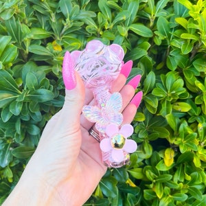 Pink Butterfly Glass Pipe| Butterfly Hand Pipe| Floral Pipe| Unique Pipe| Cute Pipe| Girly Hand Pipe| Cute Pink Pipe| Cute Bowl