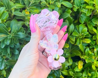 Pink Butterfly Glass Pipe| Butterfly Hand Pipe| Floral Pipe| Unique Pipe| Cute Pipe| Girly Hand Pipe| Cute Pink Pipe| Cute Bowl