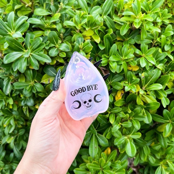 Pink Planchette Glass Hand Pipe| Ouija Hand Pipe| Unique Pipe| Pink Pipe