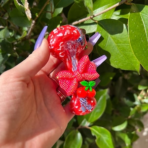 Red Cherry Hand Pipe Spoon Heady Glass Girly Pipe Cute Pipe