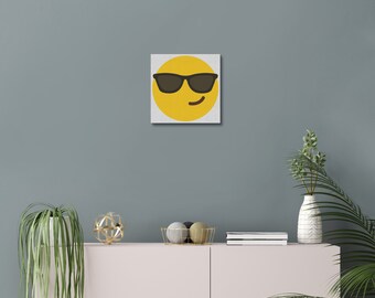 Sunglasses Face Emoji Canvas - Emoji Canvas, Emoji Wall Art, Emoji Home Decor, Emoji Decal, Emoji Gift, Emoji Art, Emoji Gift Idea, Gift