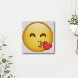 Face Blowing A Kiss Emoji - Emoji Wall Canvas, Wall Art, Fun Wall Decor, Canvas Wall Art, Emoji Decor, Home Decor, Gift, Unique gift, Emojis