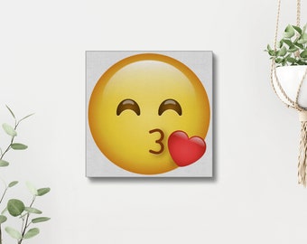 Face Blowing A Kiss Emoji - Emoji Lienzo De Pared, Arte De Pared, Decoración De Pared Divertida, Arte De Pared De Lienzo, Decoración Emoji, Decoración Del Hogar, Regalo, Regalo Único, Emojis