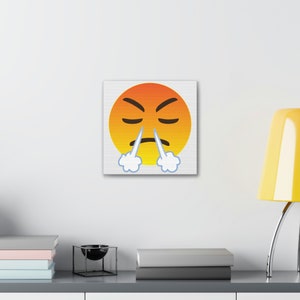 Steam Face Emoji Canvas - Emoji Wall Canvas, Emoji Canvas, Emoji Wall Art, Emoji Posters, Emoji Decor, Emoji Art, Emoji Wall Art, Gift