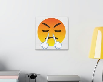 Steam Face Emoji Canvas - Emoji Wall Canvas, Emoji Canvas, Emoji Wall Art, Emoji Posters, Emoji Decor, Emoji Art, Emoji Wall Art, Gift