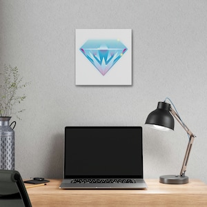 Gem Stone Emoji Canvas - Emoji Wall Canvas, Emoji Art, Emoji Gift Idea, Emoji Posters, Emoji, Emoji home decor, Emoji Decal, Emoji Decor