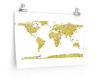 Emoji World Map Poster - Emoji Art Poster, Emoji Room Decor, Emoji Poster, Emoji Decal, Globe Poster, Poster, Kid's Wall Art, Emojis Decor