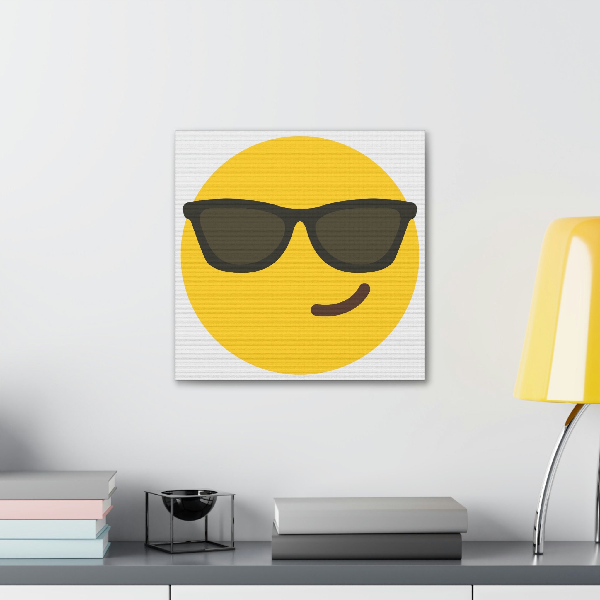 Sunglasses Face Emoji Canvas Emoji Canvas, Emoji Wall Art, Emoji Home