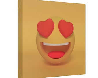 Heart Eye's Emoji #2 Canvas - Arte mural, Emoji Wall Canvas, Decoración del hogar, Emoji canvas print, Emoji Decal, Canvas print, Wall art, Emoji art