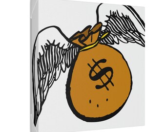 Money with Wings Emoji Canvas - Money Wall Art, Emoji Canvas, Canvas Print, Emoji Art, Emoji Gift Idea, Emoji Wall Decor, Emoji Wall Art