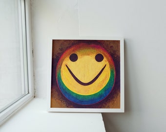Rainbow Smiley Face Digital Art Print, Descarga digital, AI Generated, Wall Art, AI Art, Home Decor, Imprimible, Emoji Art, Emoji Print