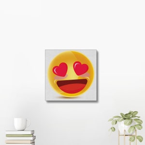 Heart-Eyes Emoji Canvas - Emoji Wall Canvas, Emoji Art, Iphone Emoji, Emoji Decal, Emoji Posters, Home Decor, Emoji Canvas Painting, Gift