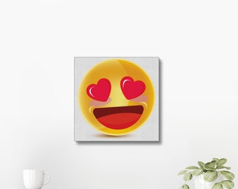 Heart-Eyes Emoji Canvas - Emoji Wall Canvas, Emoji Art, Iphone Emoji, Emoji Decal, Emoji Posters, Home Decor, Emoji Canvas Painting, Gift