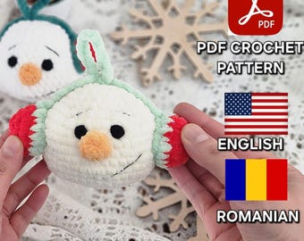 Crochet Snowman Bauble Pattern PDF • Amigurumi Snowman Globe • Step-by-Step Crochet Pattern • Instant Download