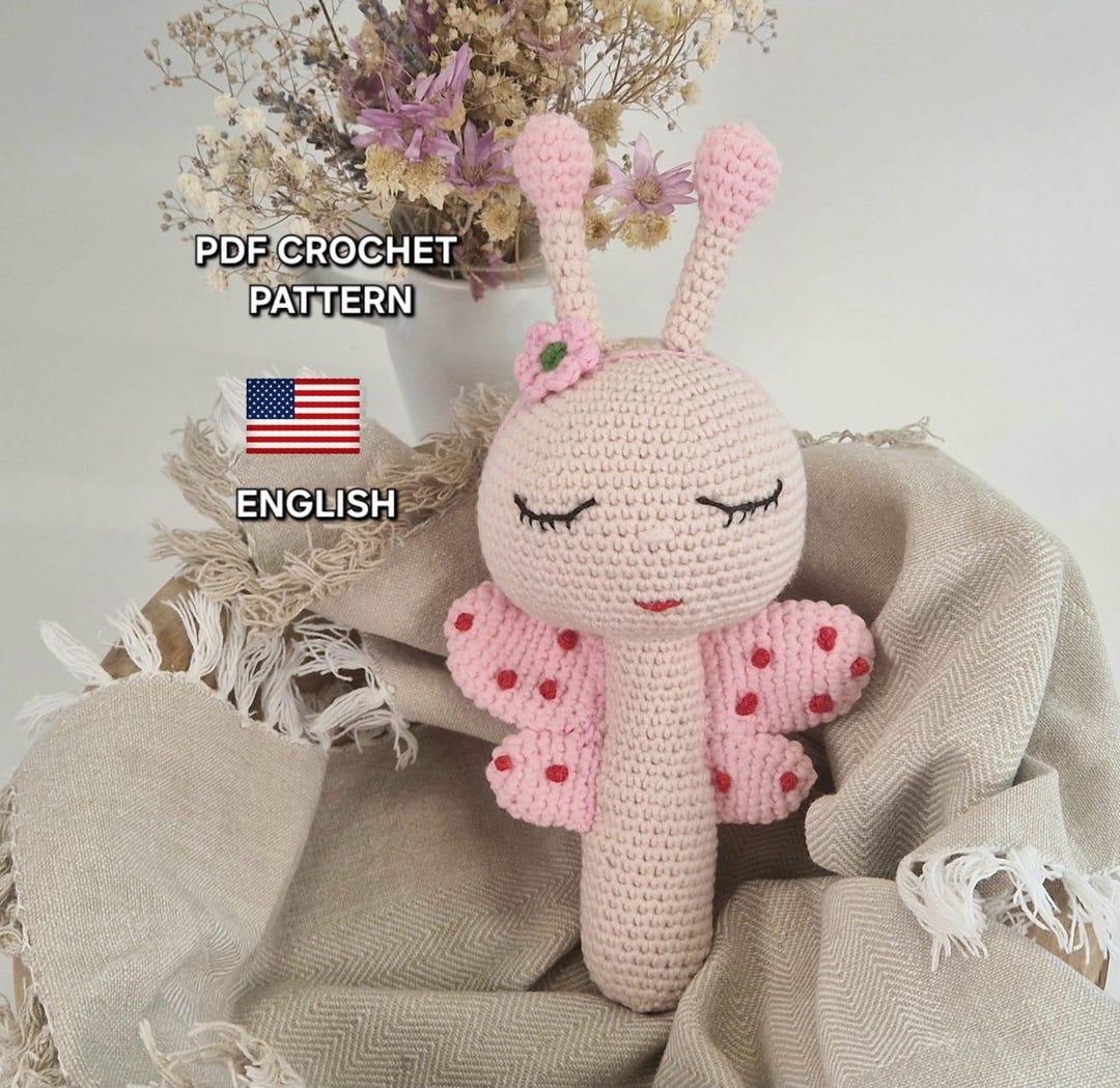 Crochet Butterfly Baby Rattle Toy / Handmade Amigurumi Butterfly Rattle ...