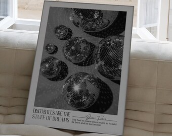 Shiny Disco Ball Print Silver Mirrorball Wall Art Trendy Disco Ball Poster Disco Definition Print Preppy Room Decor Instant Digital Download