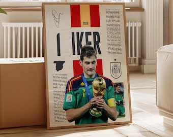 Iker Casillas Spanien Poster WM 2010, Fussball WM 2010 Poster, Fussball Poster, Mid-Century Modern, Uni, Uni