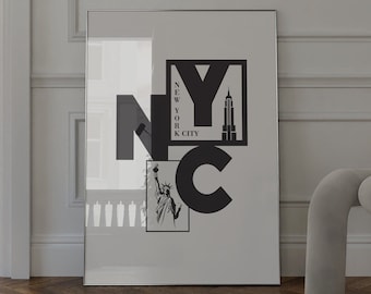 New York Art Print NY Wandkunst New York State Poster Minimalistisches Herz Poster New York Liebe Print Trendy New York Digitaler Download 1 Druck