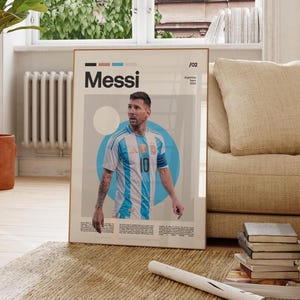 Lionel Messi Poster, Argentina Soccer Print, Soccer Gifts, Sports Poster, Football Player Poster, Soccer Wall Art, Sports Bedroom Posters