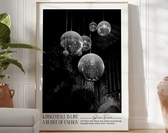Shiny Disco Ball Print Silver Mirrorball Wall Art Trendy Disco Ball Poster Disco Definition Print Preppy Room Decor Instant Digital Download