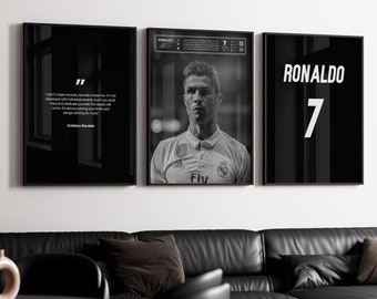 Cristiano Ronaldo set of 3 Poster, Portugal Football Print, Sports Poster, Football Poster, Soccer Wall Art Gift, Sports Bedroom decor gift