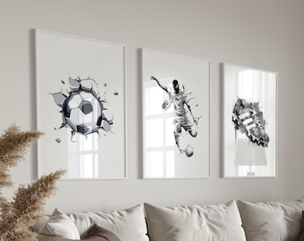 Football Gift Poster, Football Poster Set, Football Gift Poster, Football Prints, Football Gift Print, Football Wall Decor, Soccer Gift.