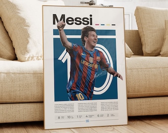 Lionel Messi Poster, Argentina Soccer Print, Soccer Gifts, Sports Poster, Football Player Poster, Soccer Wall Art, Sports Bedroom Posters