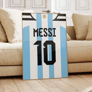 Lionel Messi poster, Argentinië voetbal print, voetbal cadeaus, sport poster, poster voetballer, voetbal kunst aan de muur, sport slaapkamer posters