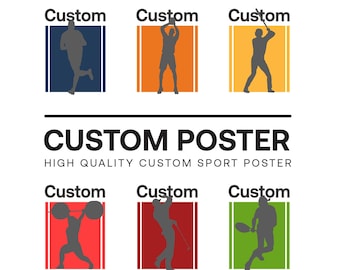 Póster deportivo personalizado, regalo deportivo, póster de baloncesto, póster de fútbol, póster de tenis, póster de fútbol americano, póster de béisbol, póster de golf
