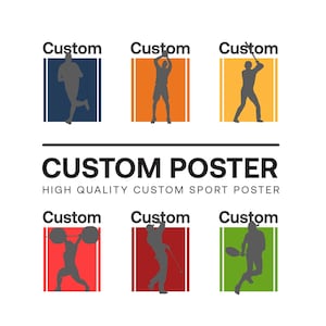 Cartaz esportivo personalizado, presente esportivo, cartaz de basquete, cartaz de futebol, cartaz de tênis, cartaz de futebol, cartaz de beisebol, cartaz de golfe