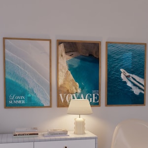 Set of 3 Blue Luxury Fashion Print, Luxury Blue Wall Art, Hypebeast Wall Decor Luxury Art for Room, Fashion Wall Art, Designer Fashion Art