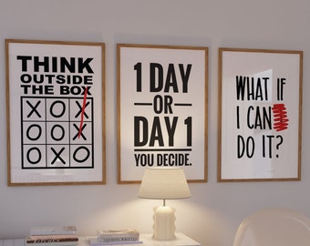Minimalist Motivation Focus Print set, motivational Hard Work  office decor, inspiring posters, entrepreneur wall art, Digital Download