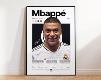 Kylian Mbappé Poster, Soccer Gifts, Sports Poster, Football Player Poster, Soccer Wall Art, Sports Bedroom Posters, Football Poster Gift