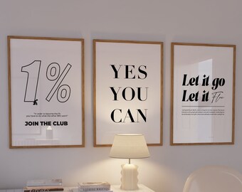 Set di stampe minimaliste con motivazione, decorazioni per ufficio motivazionali sul duro lavoro, poster stimolanti, arte murale per imprenditori, download digitale