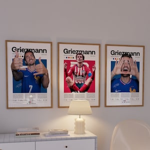 Antoine Griezmann Poster, französischer Fußballer, Fußball Geschenke, Sport Poster, Fußballspieler Poster, Fußball Wandkunst, Sport Schlafzimmer Poster