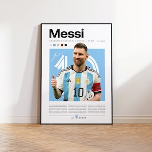 Lionel Messi Poster, Argentina Soccer Print, Soccer Gifts, Sports Poster, Football Player Poster, Soccer Wall Art, Sports Bedroom Posters