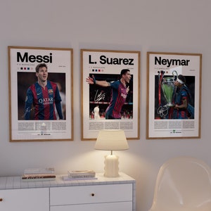 Messi Neymar Suarez 3er-Set Poster, Messi Poster, Fußball Neymar Fußball druckbares Plakat, Mid-Century Modern, Uni Studentenwohnheim Zimmer, Fußball ZIEGE