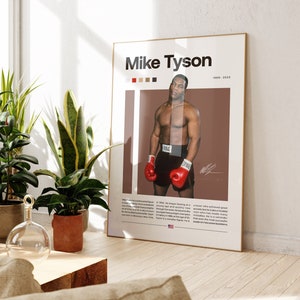 Mike Tyson Poster, Boxing Poster, Sports Poster, Boxing Wall Art, Mid-Century Modern, Motivational Poster, Sports Bedroom Posters