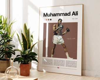 Mohammed Ali-affisch, boxningsaffisch, sportaffisch, boxningsväggkonst, mitten av århundradet modern, motivationsaffisch, sportaffischer för sovrummet