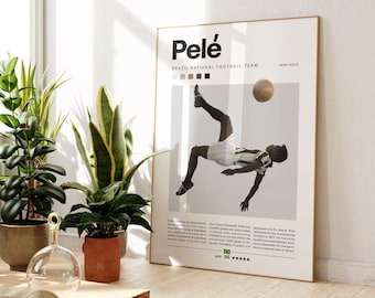 Affiche Pelé, affiche de joueur de football brésilien, cadeaux de football, affiche de sport, affiche de joueur de football, art mural football, affiches de chambre de sport
