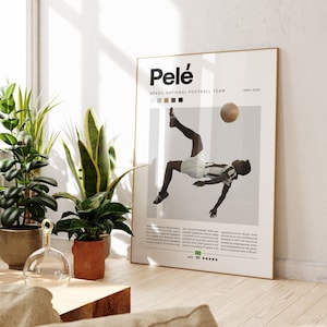 Pele Poster, brasilianischer Fußballspieler Poster, Fußball Geschenke, Sport Poster, Fußballspieler Poster, Fußball Wandkunst, Sport Schlafzimmer Poster