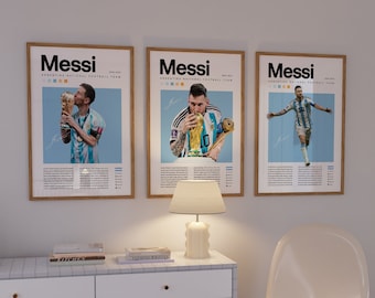 Lionel Messi Poster, Argentina Soccer Print, Soccer Gifts, Sports Poster, Football Player Poster, Soccer Wall Art, Sports Bedroom Posters