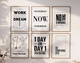 Office Wall Art, Set of 6, Printables, Home office Decor, Motivational Poster, Inspirational Wall Art, Printable Wall Art, Office Decor Wall