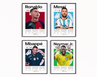 メッシ ロナウド ムバッペ ネイマール アート ポスター 4枚セット A4 メッシ ロナウド ムバッペ ネイマール アート ポスター 4枚セット A4