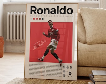 Cristiano Ronaldo Poster, Ronaldo Football Print, Sports Poster, Football Poster, Soccer Wall Art Gift, Sports Bedroom decor gift