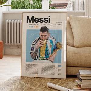 Lionel Messi Poster, Argentinien Fußball Druck, Fußball Geschenke, Sport Poster, Fußballspieler Poster, Fußball Wandkunst, Sport Schlafzimmer Poster