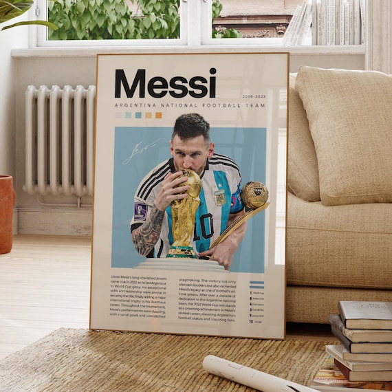 Lionel Messi Poster, Argentina Soccer Print, Soccer Gifts, Sports Poster, Football Player Poster, Soccer Wall Art, Sports Bedroom Posters