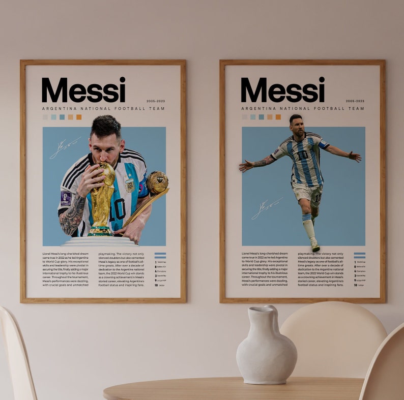 Cartel de Lionel Messi, Impresión de fútbol argentino, Regalos de fútbol, Cartel deportivo, Cartel de futbolista, Arte de pared de fútbol, Carteles de dormitorios deportivos imagen 5